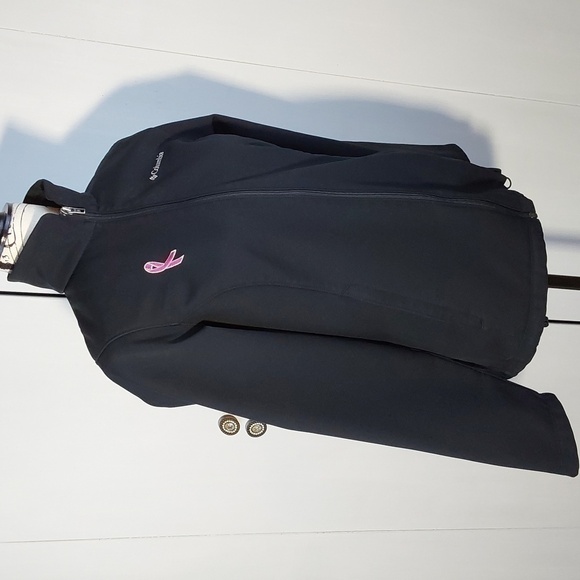 Columbia- Womens Black Jacket /Coat Zippered Pockets Breast Cancer Coat Sz.S - Picture 3 of 6